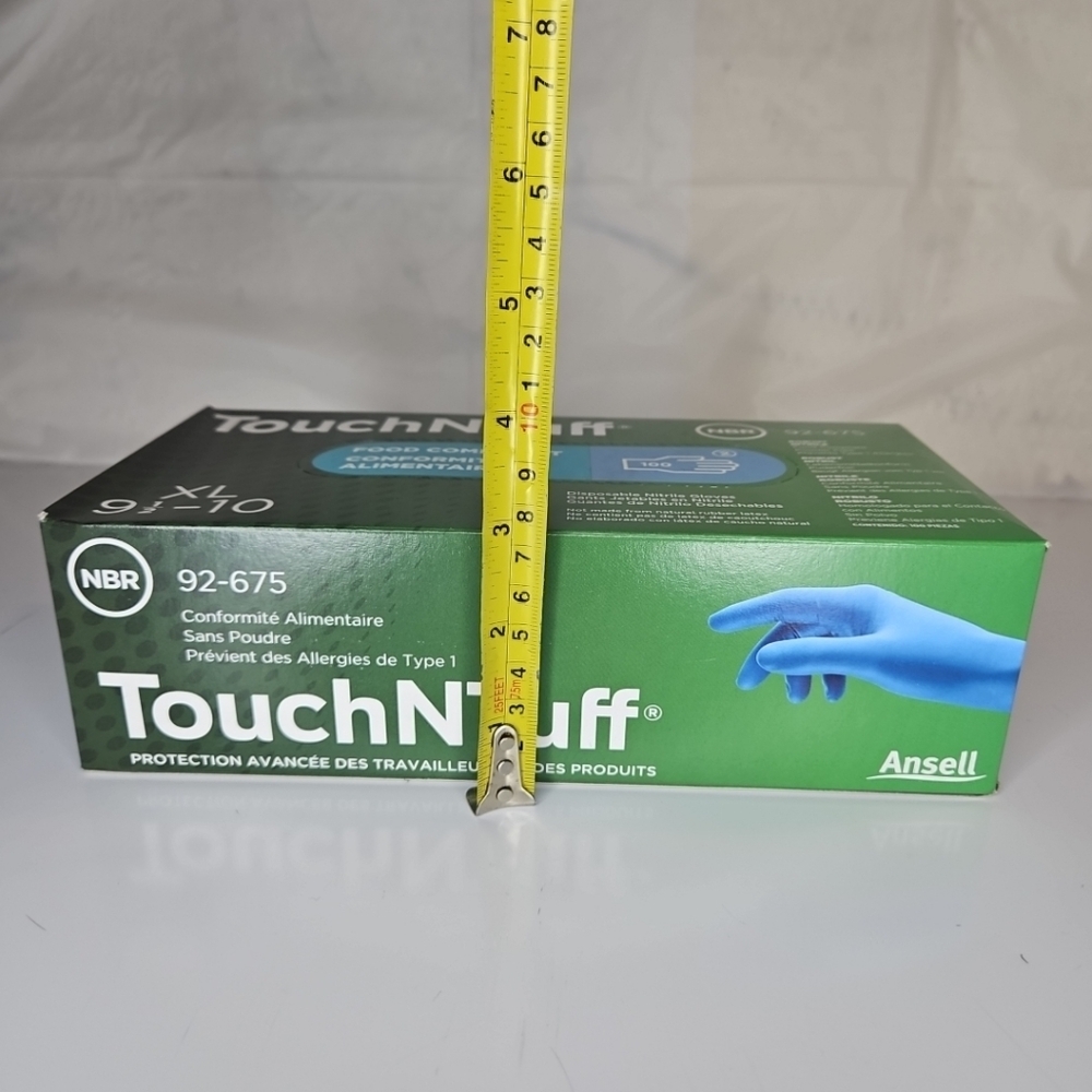 🎁 Ansell TouchNTuff AHP92675XL Disposable Blue Nitrile Gloves, XL 100 Count - Picture 7 of 11